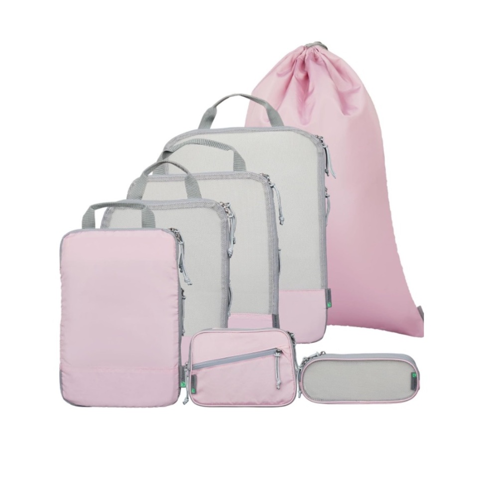 Choicenow Compression Packing Cubes for Suitcases 7-Piece Set Pink